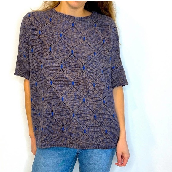 Anthropologie Sweaters - MOTH ANTHROPOLOGIE | Short Sleeve Diamond Weave Sweater | M/L